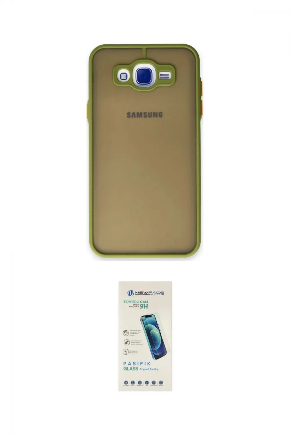 ieg™ Galaxy J7 Kılıf Ahenk Çizgi Serisi - Şeffaf Pasifik Cam Ekran Koruyucu