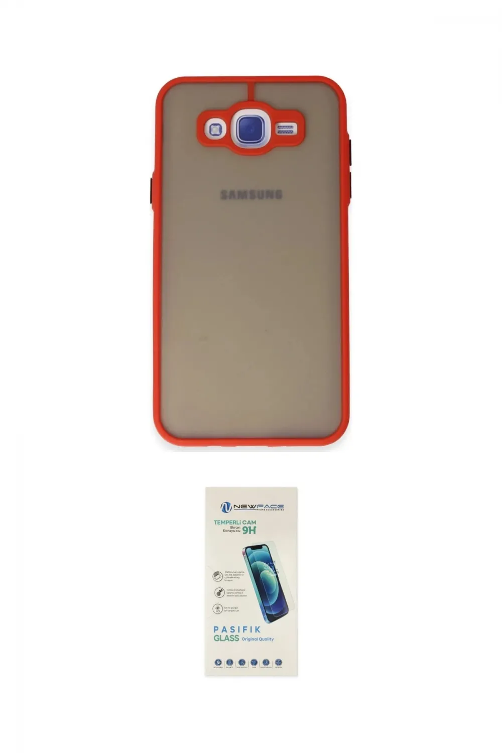 ieg™ Galaxy J7 Kılıf Ahenk Çizgi Serisi - Şeffaf Pasifik Cam Ekran Koruyucu