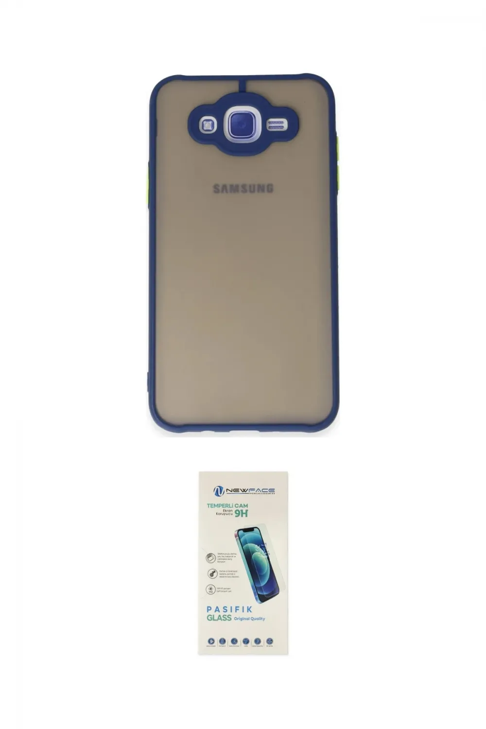 ieg™ Galaxy J7 Kılıf Ahenk Çizgi Serisi - Şeffaf Pasifik Cam Ekran Koruyucu