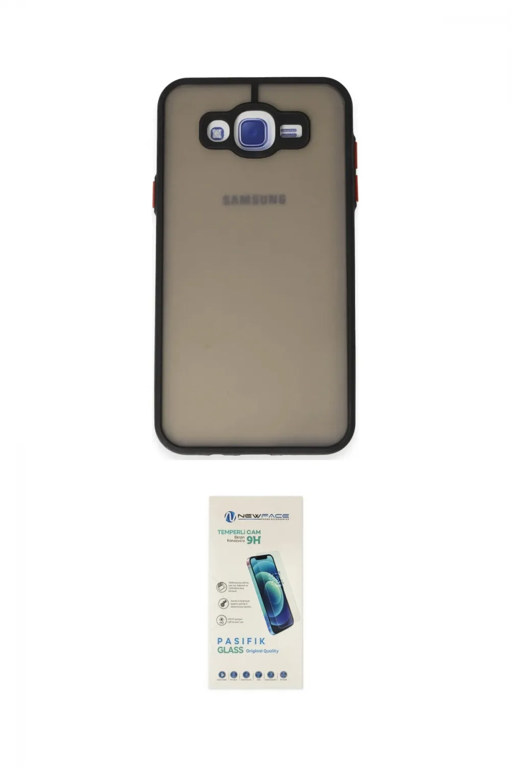 ieg™ Galaxy J7 Kılıf Ahenk Çizgi Serisi - Şeffaf Pasifik Cam Ekran Koruyucu