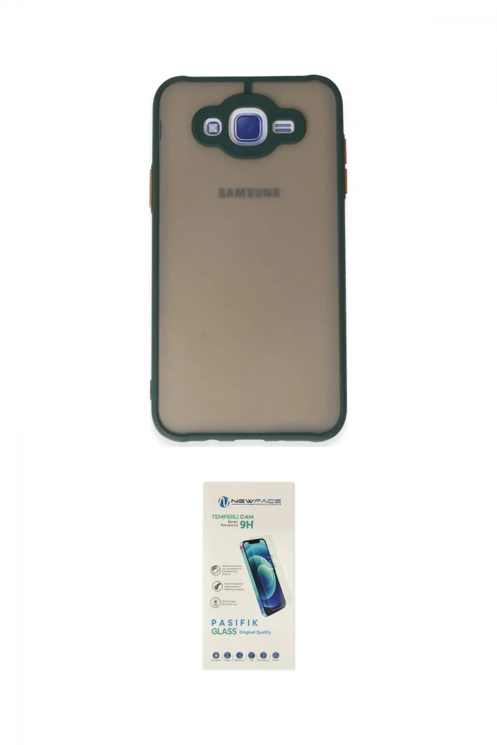 ieg™ Galaxy J7 Kılıf Ahenk Çizgi Serisi - Şeffaf Pasifik Cam Ekran Koruyucu