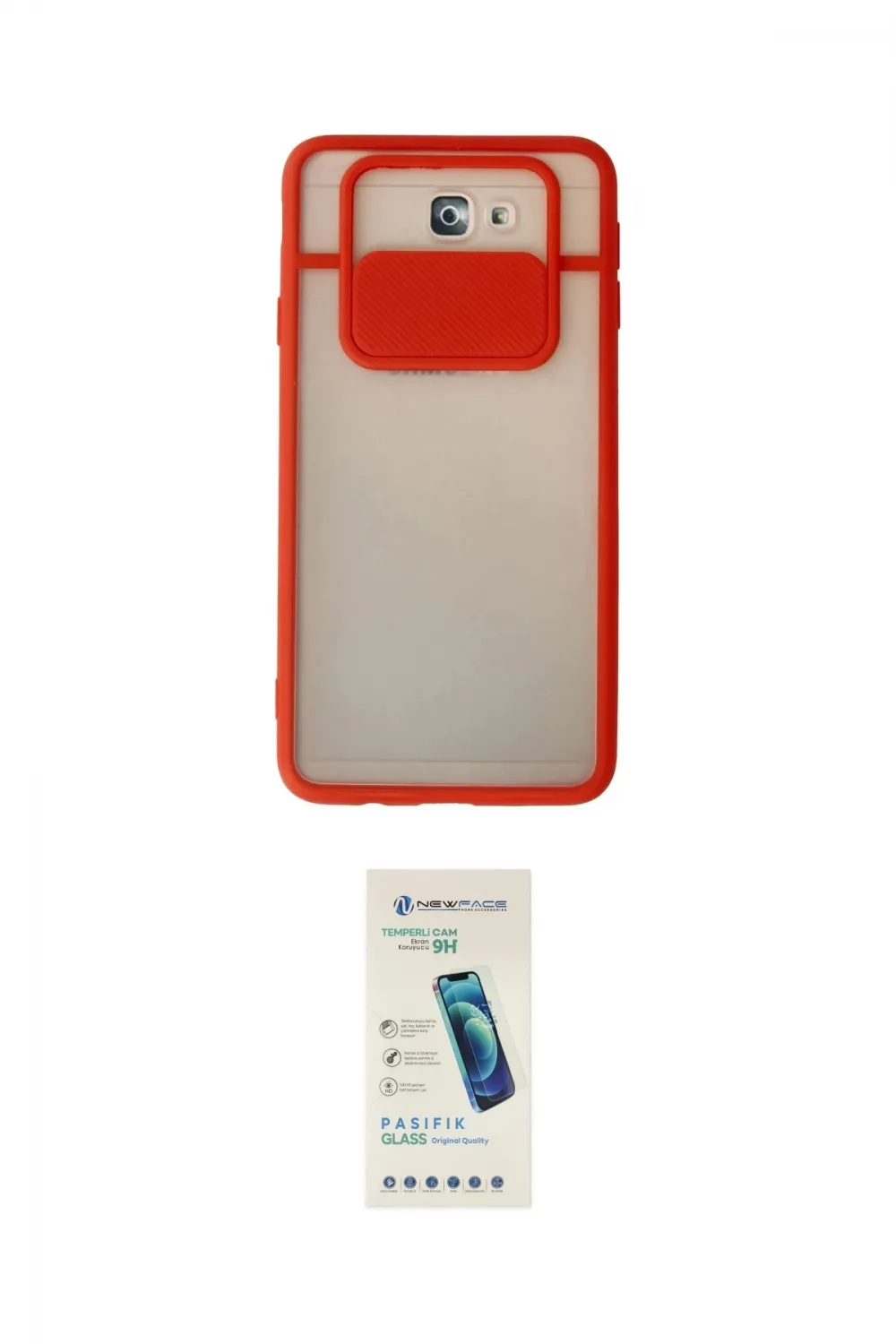 ieg™ Galaxy J7 Prime Kılıf Vadi Çizgi - Şeffaf Pasifik Cam Ekran Koruyucu