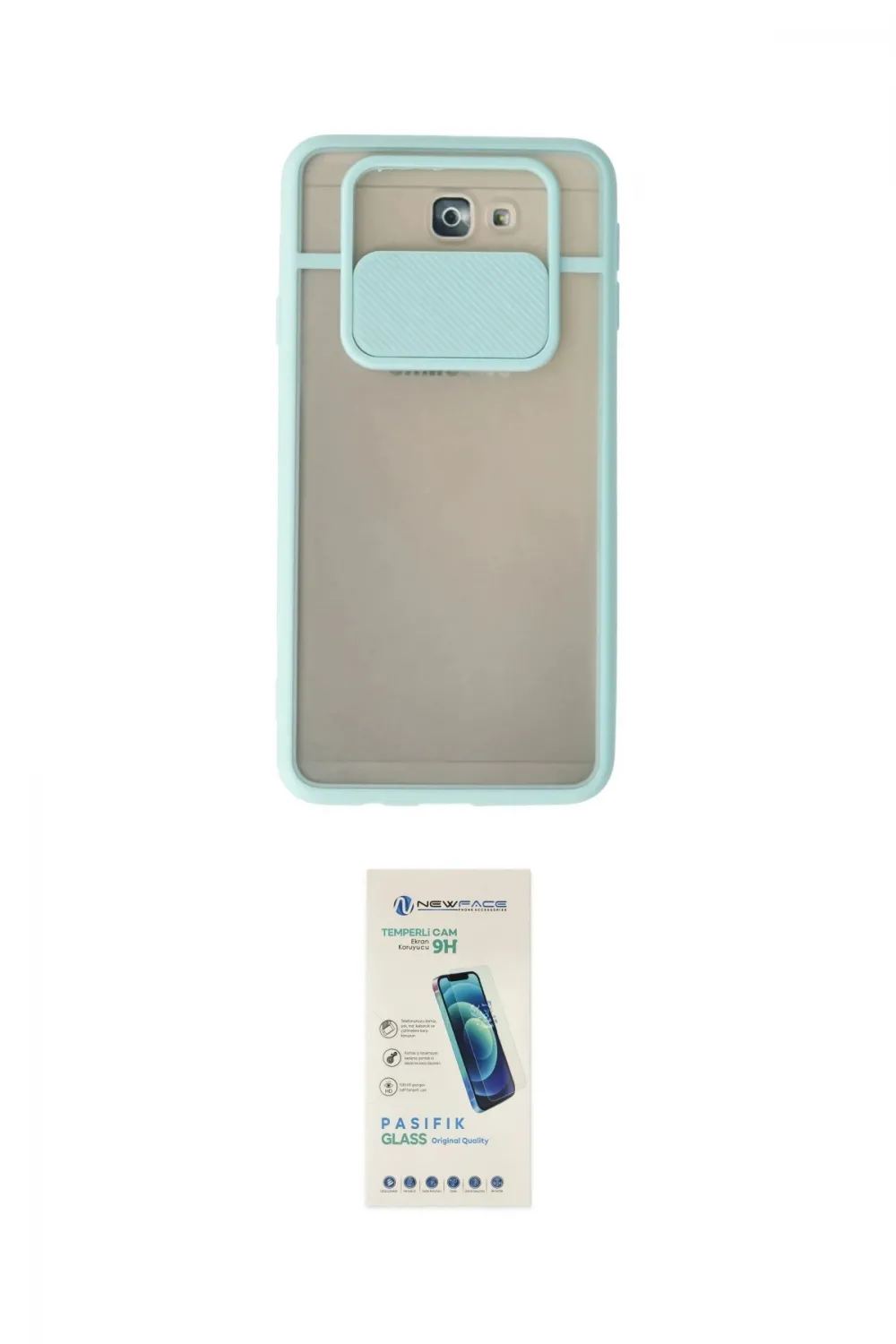 ieg™ Galaxy J7 Prime Kılıf Vadi Çizgi - Şeffaf Pasifik Cam Ekran Koruyucu