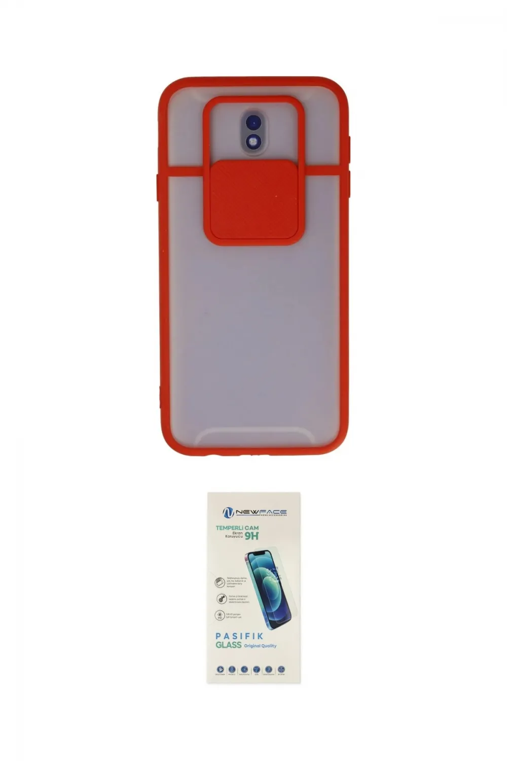 ieg™ Galaxy J7 Pro / J730 Kılıf Vadi Çizgi - Şeffaf Pasifik Cam Ekran Koruyucu