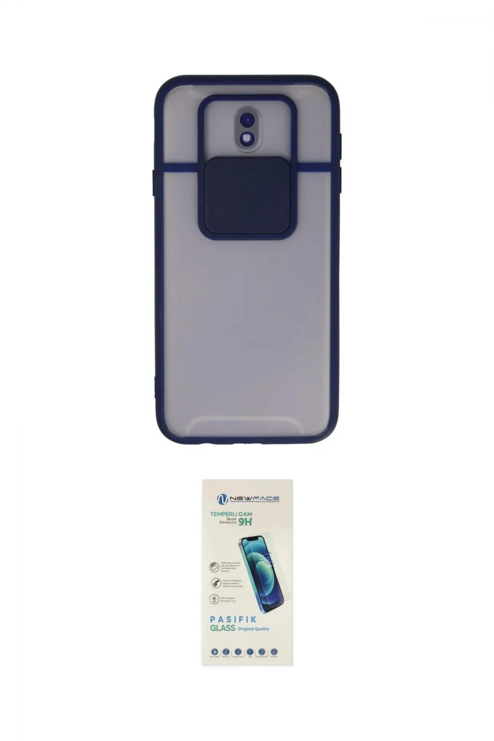 ieg™ Galaxy J7 Pro / J730 Kılıf Vadi Çizgi - Şeffaf Pasifik Cam Ekran Koruyucu
