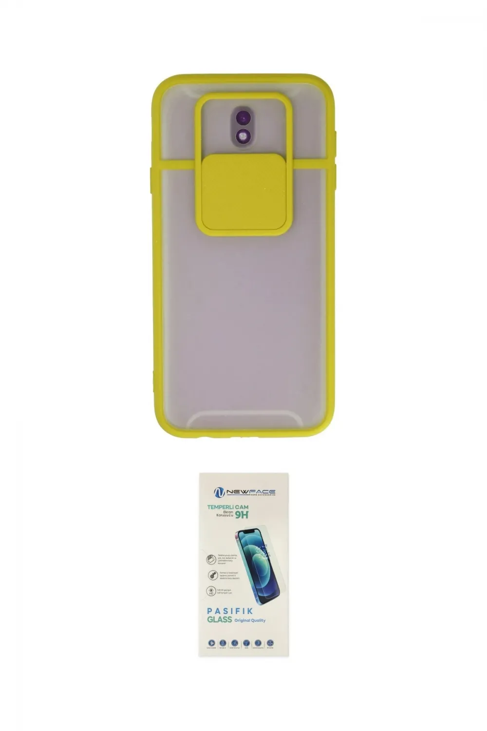 ieg™ Galaxy J7 Pro / J730 Kılıf Vadi Çizgi - Şeffaf Pasifik Cam Ekran Koruyucu