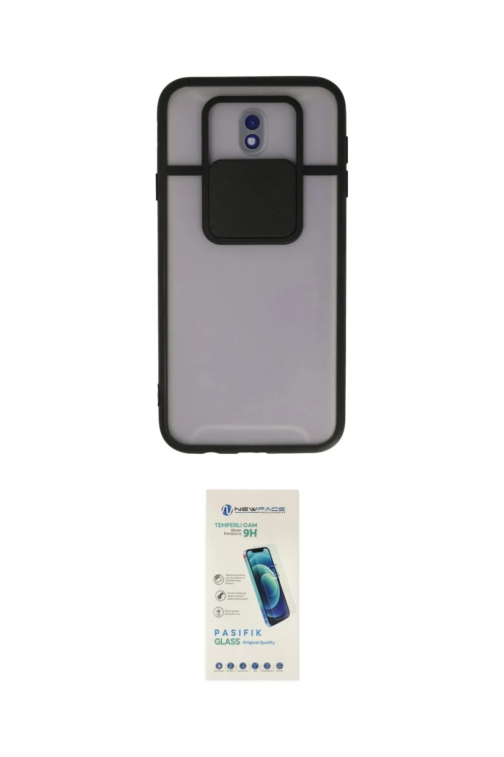 ieg™ Galaxy J7 Pro / J730 Kılıf Vadi Çizgi - Şeffaf Pasifik Cam Ekran Koruyucu