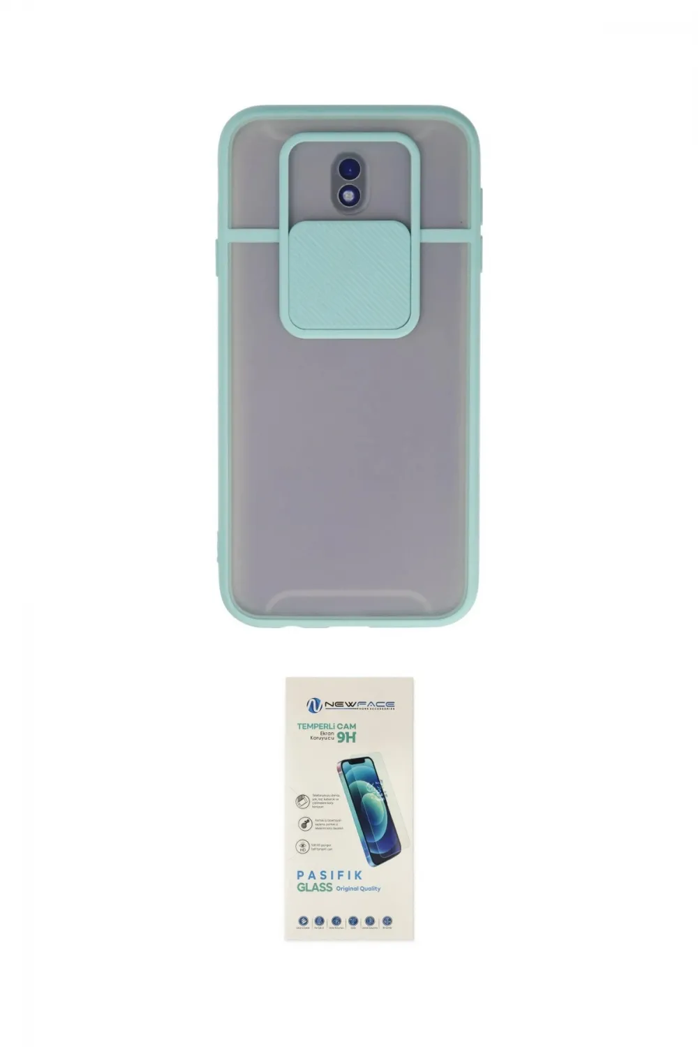 ieg™ Galaxy J7 Pro / J730 Kılıf Vadi Çizgi - Şeffaf Pasifik Cam Ekran Koruyucu