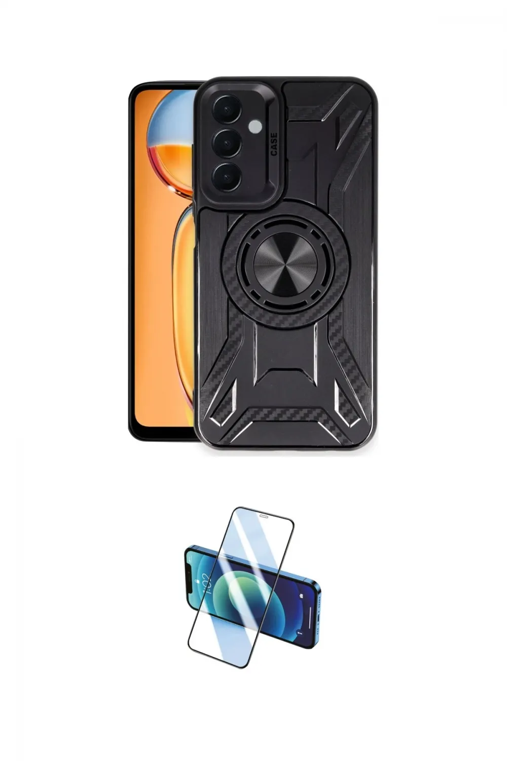 ieg™ Galaxy M15 Kılıf Nova Yansıma Prime - Siyah 3D Antistatik Cam Ekran Koruyucu