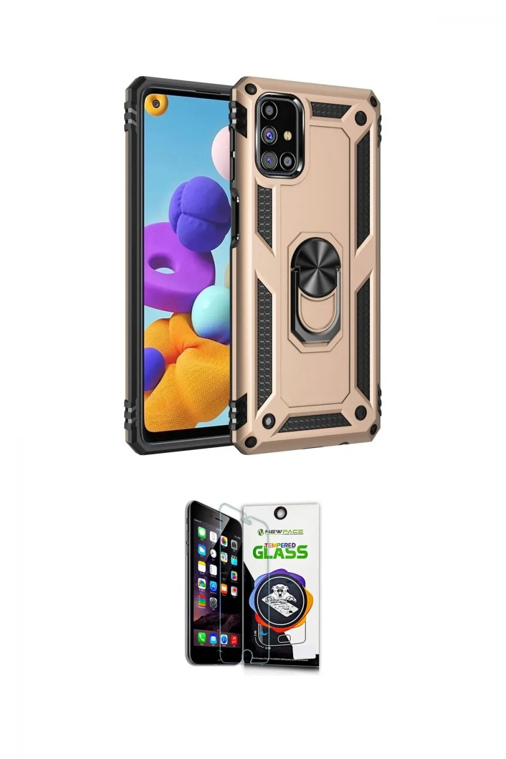 ieg™ Galaxy M31S Kılıf Ahenk Klasik Koleksiyonu - Şeffaf Temperli Cam Ekran Koruyucu