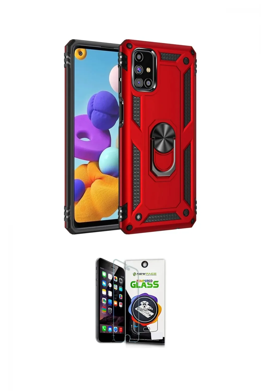 ieg™ Galaxy M31S Kılıf Ahenk Klasik Koleksiyonu - Şeffaf Temperli Cam Ekran Koruyucu