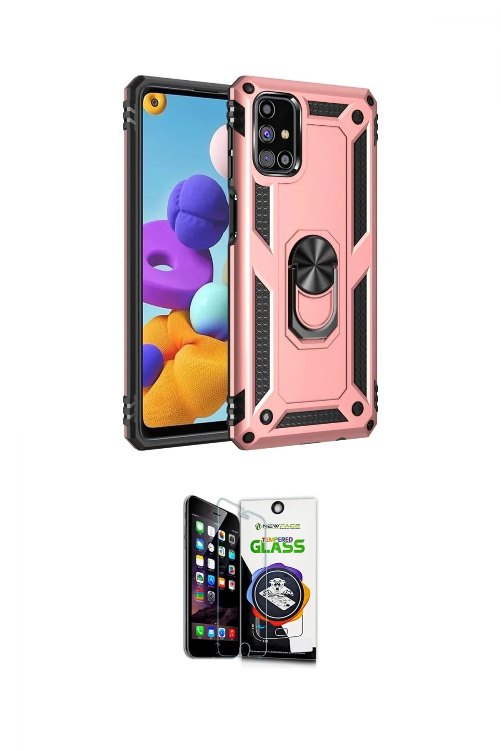 ieg™ Galaxy M31S Kılıf Ahenk Klasik Koleksiyonu - Şeffaf Temperli Cam Ekran Koruyucu