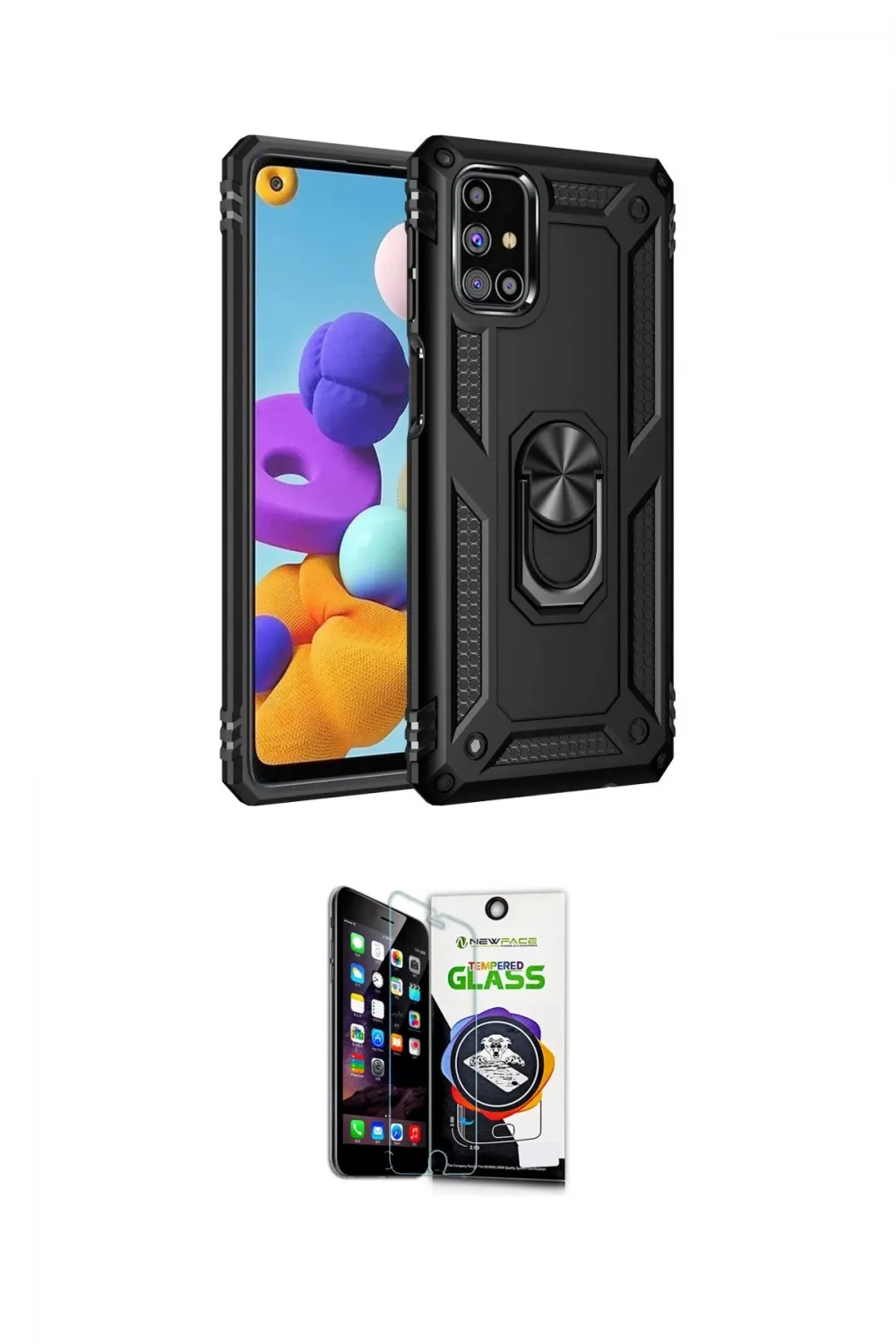 ieg™ Galaxy M31S Kılıf Ahenk Klasik Koleksiyonu - Şeffaf Temperli Cam Ekran Koruyucu