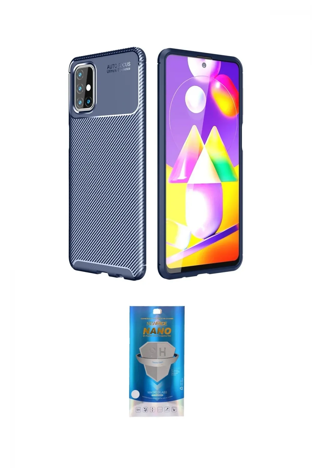 ieg™ Galaxy M31S Kılıf Eksen Form Prime - Şeffaf Royal Nano Ekran Koruyucu