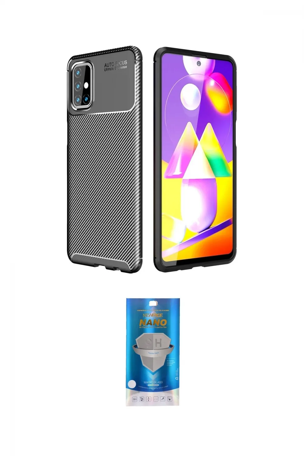 ieg™ Galaxy M31S Kılıf Eksen Form Prime - Şeffaf Royal Nano Ekran Koruyucu