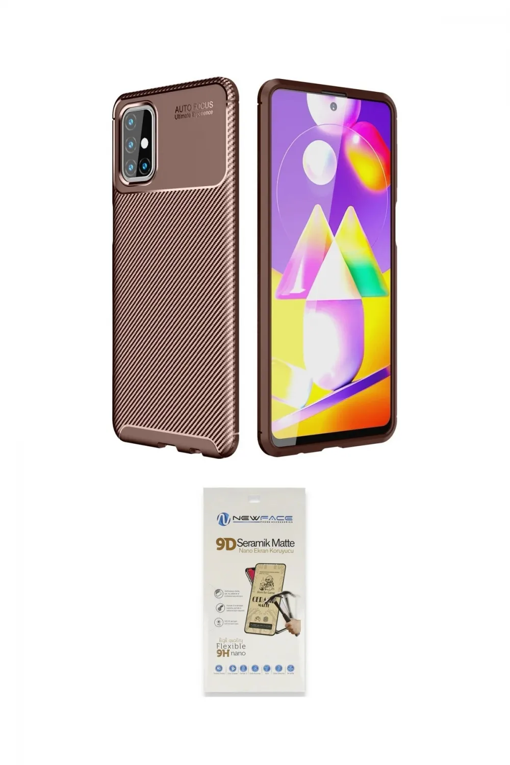 ieg™ Galaxy M31S Kılıf Eksen Form Prime - Siyah Mat Seramik Nano Ekran Koruyucu