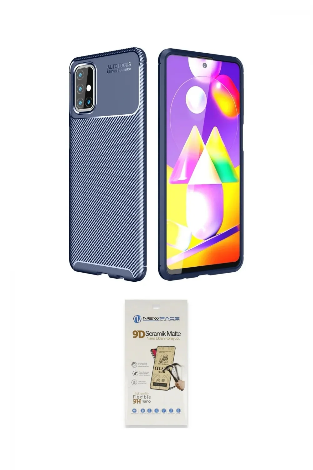 ieg™ Galaxy M31S Kılıf Eksen Form Prime - Siyah Mat Seramik Nano Ekran Koruyucu