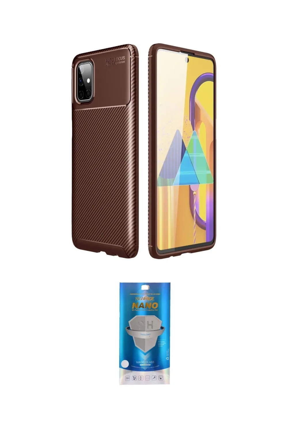 ieg™ Galaxy M51 Kılıf Eksen Form Prime - Şeffaf Royal Nano Ekran Koruyucu
