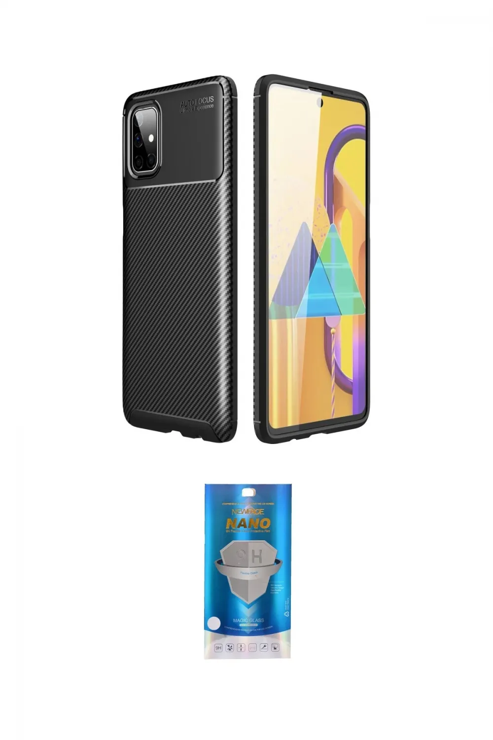 ieg™ Galaxy M51 Kılıf Eksen Form Prime - Şeffaf Royal Nano Ekran Koruyucu