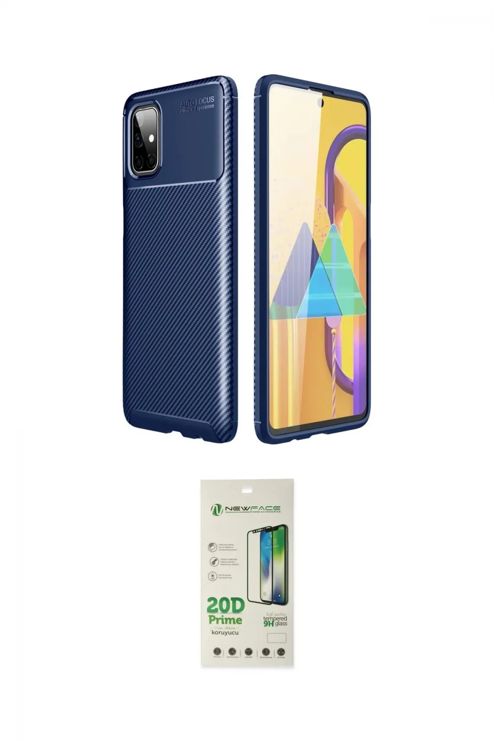ieg™ Galaxy M51 Kılıf Eksen Form Prime - Siyah 20D Premium Cam Ekran Koruyucu