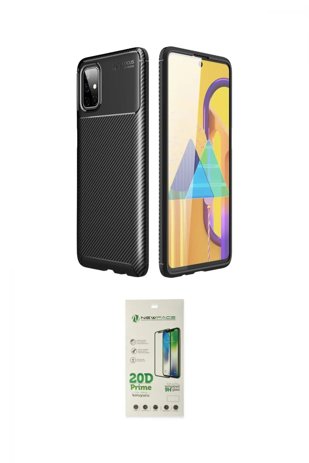 ieg™ Galaxy M51 Kılıf Eksen Form Prime - Siyah 20D Premium Cam Ekran Koruyucu