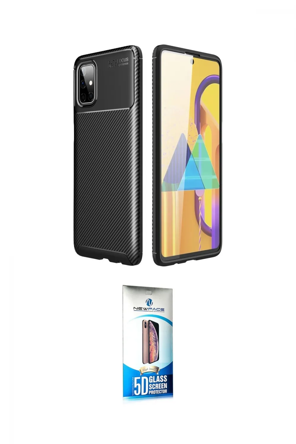 ieg™ Galaxy M51 Kılıf Eksen Form Prime - Siyah 5D Eko Cam Ekran Koruyucu