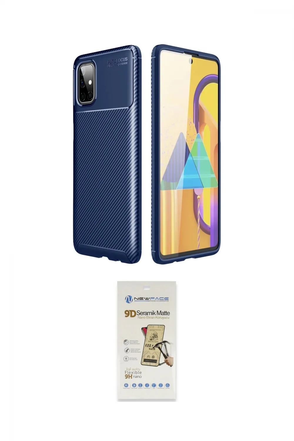 ieg™ Galaxy M51 Kılıf Eksen Form Prime - Siyah Mat Seramik Nano Ekran Koruyucu