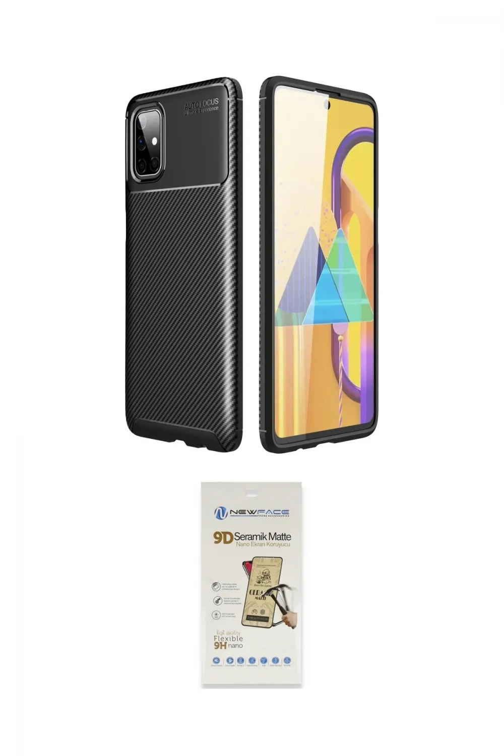 ieg™ Galaxy M51 Kılıf Eksen Form Prime - Siyah Mat Seramik Nano Ekran Koruyucu