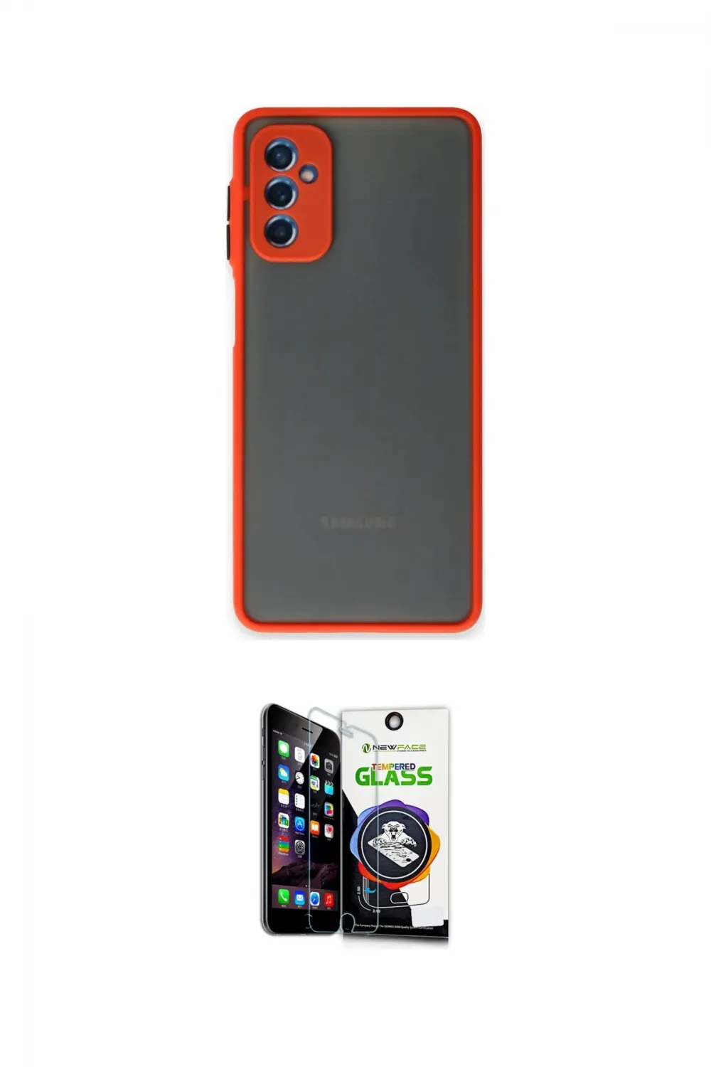 ieg™ Galaxy M52 5G Kılıf Ahenk Çizgi Serisi - Şeffaf Temperli Cam Ekran Koruyucu