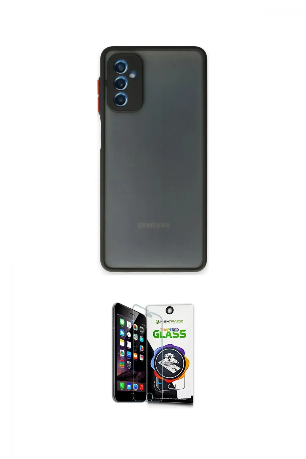 ieg™ Galaxy M52 5G Kılıf Ahenk Çizgi Serisi - Şeffaf Temperli Cam Ekran Koruyucu