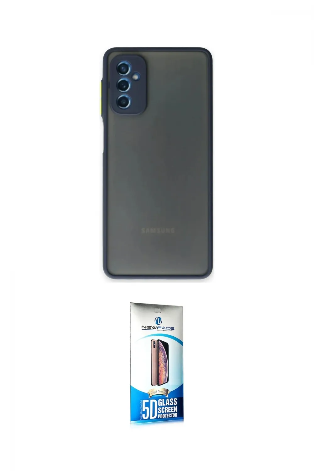 ieg™ Galaxy M52 5G Kılıf Ahenk Çizgi Serisi - Siyah 5D Eko Cam Ekran Koruyucu