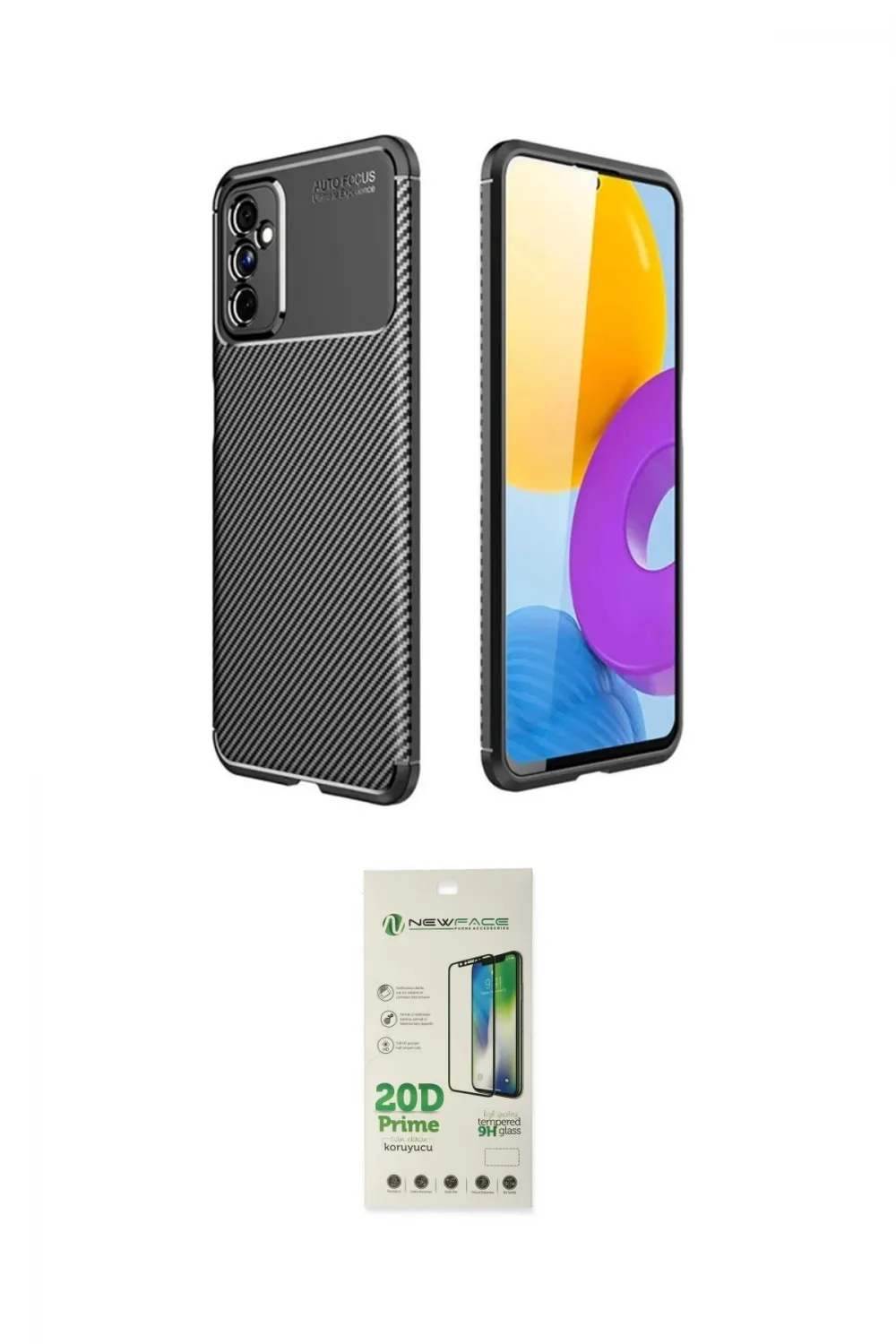 ieg™ Galaxy M52 5G Kılıf Eksen Form Prime - Siyah 20D Premium Cam Ekran Koruyucu