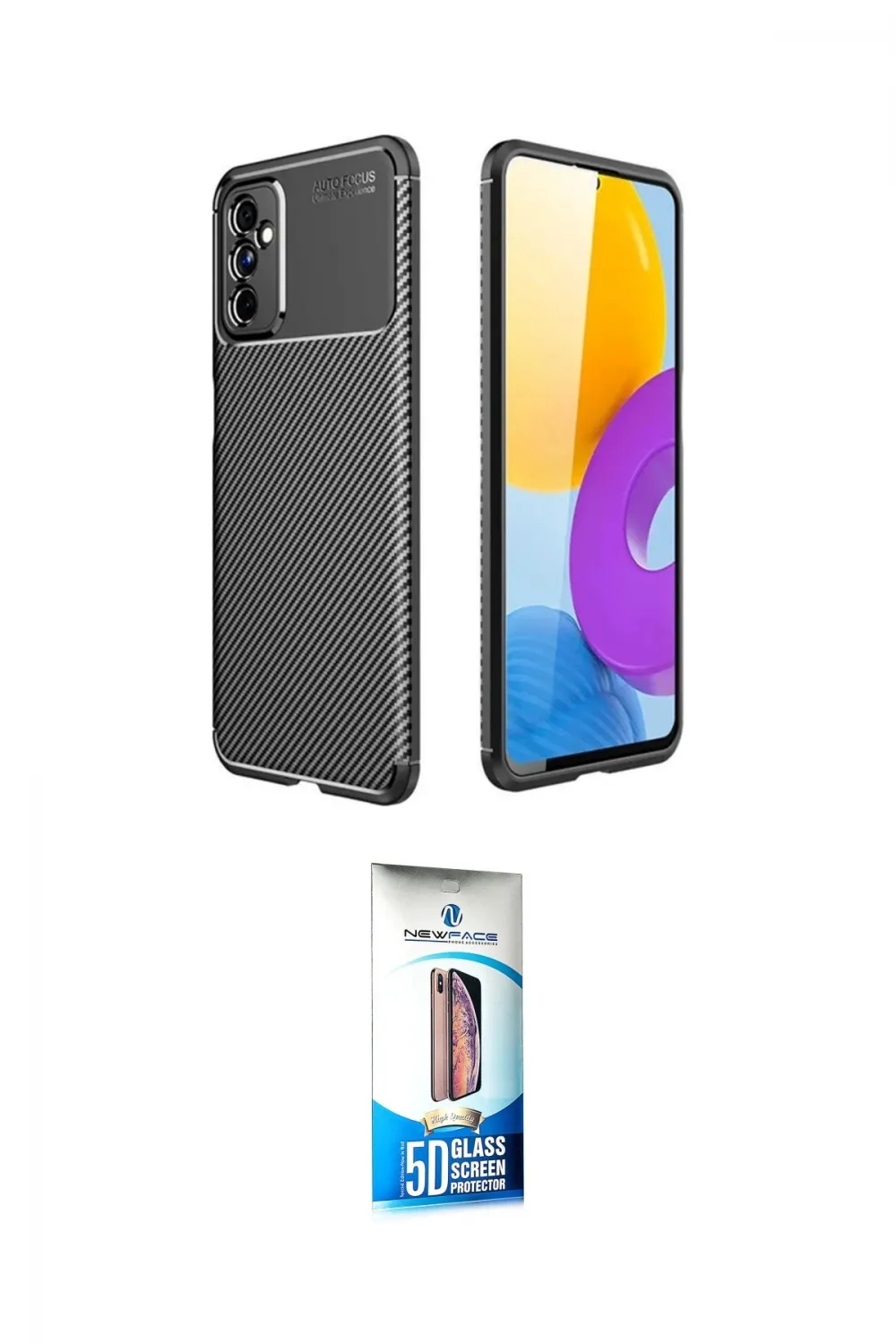 ieg™ Galaxy M52 5G Kılıf Eksen Form Prime - Siyah 5D Eko Cam Ekran Koruyucu