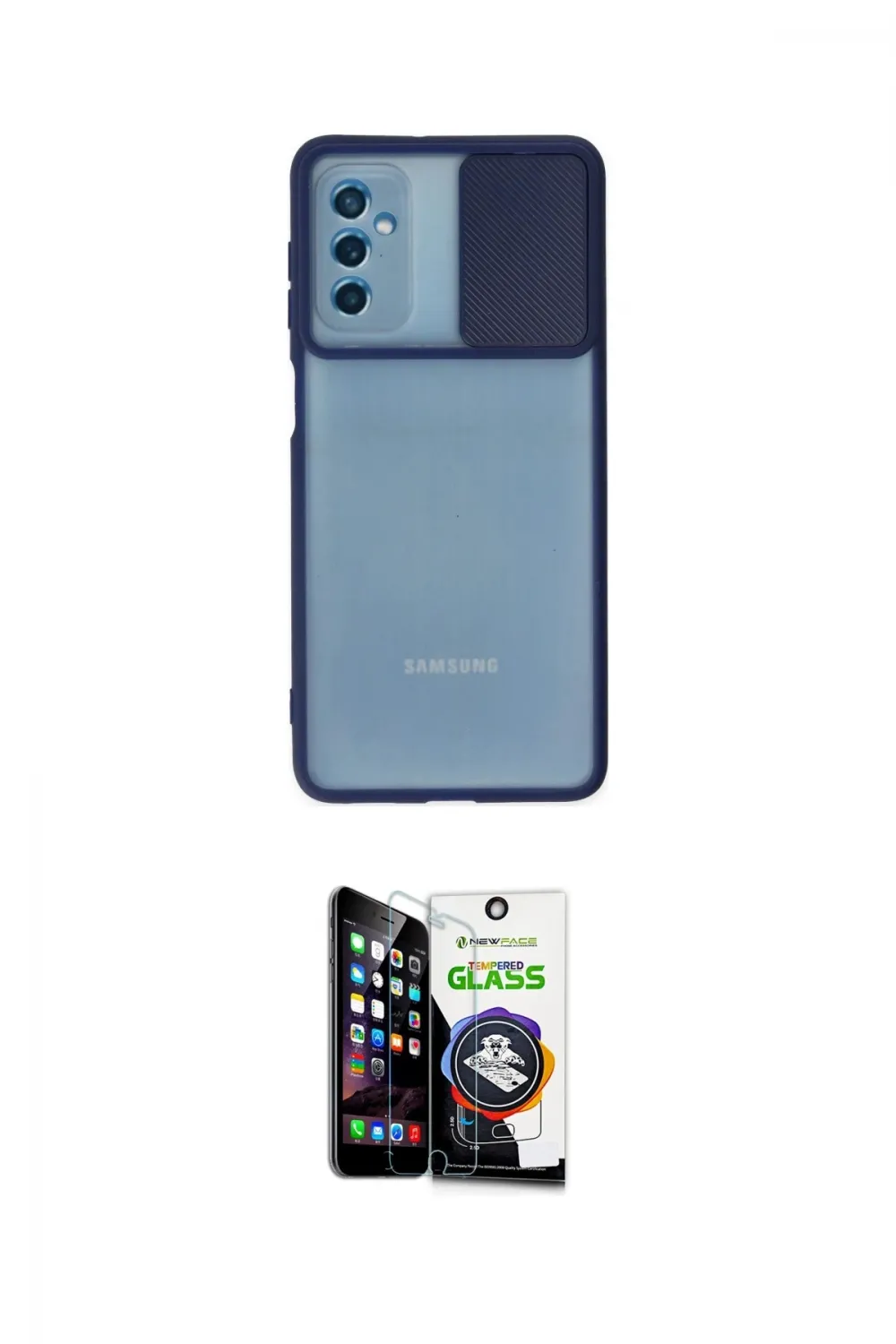 ieg™ Galaxy M52 5G Kılıf Vadi Çizgi - Şeffaf Temperli Cam Ekran Koruyucu