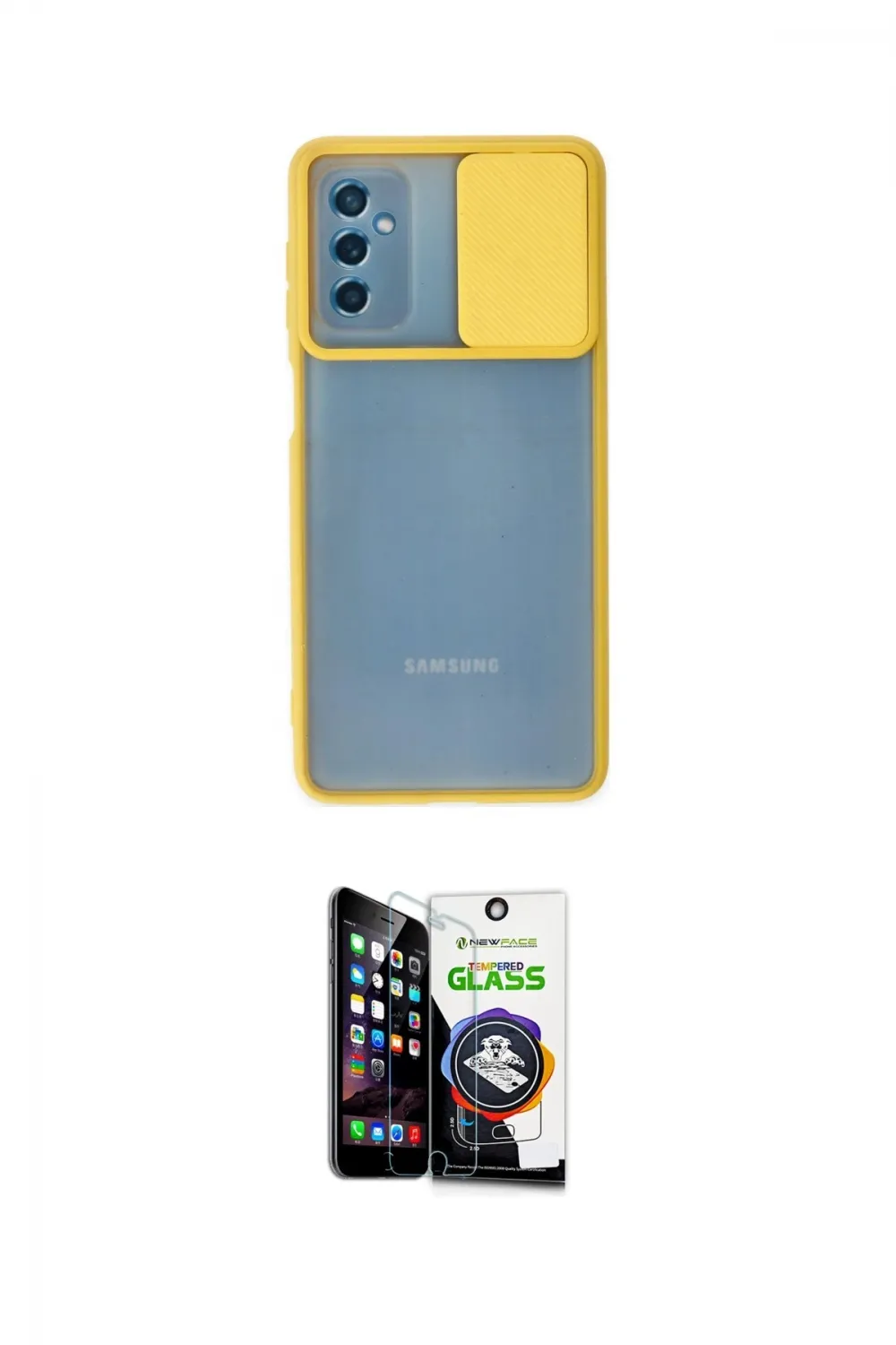 ieg™ Galaxy M52 5G Kılıf Vadi Çizgi - Şeffaf Temperli Cam Ekran Koruyucu