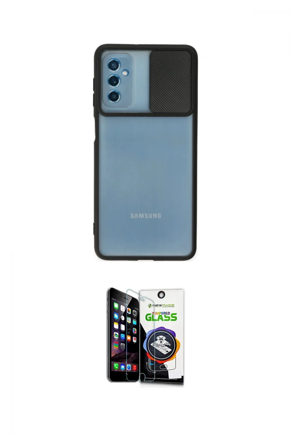 ieg™ Galaxy M52 5G Kılıf Vadi Çizgi - Şeffaf Temperli Cam Ekran Koruyucu
