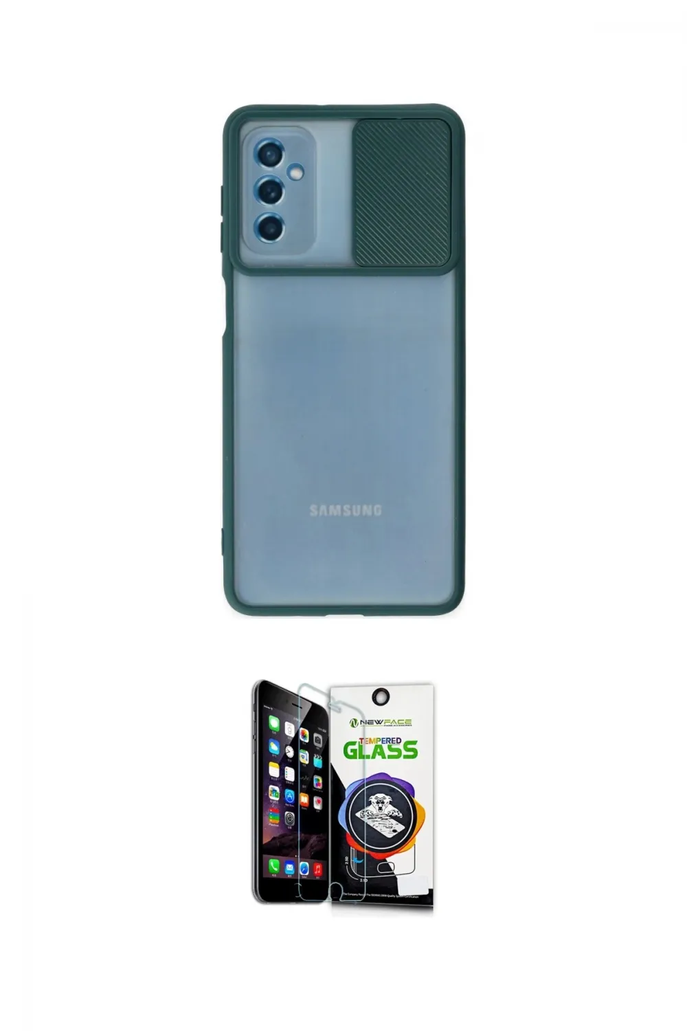 ieg™ Galaxy M52 5G Kılıf Vadi Çizgi - Şeffaf Temperli Cam Ekran Koruyucu