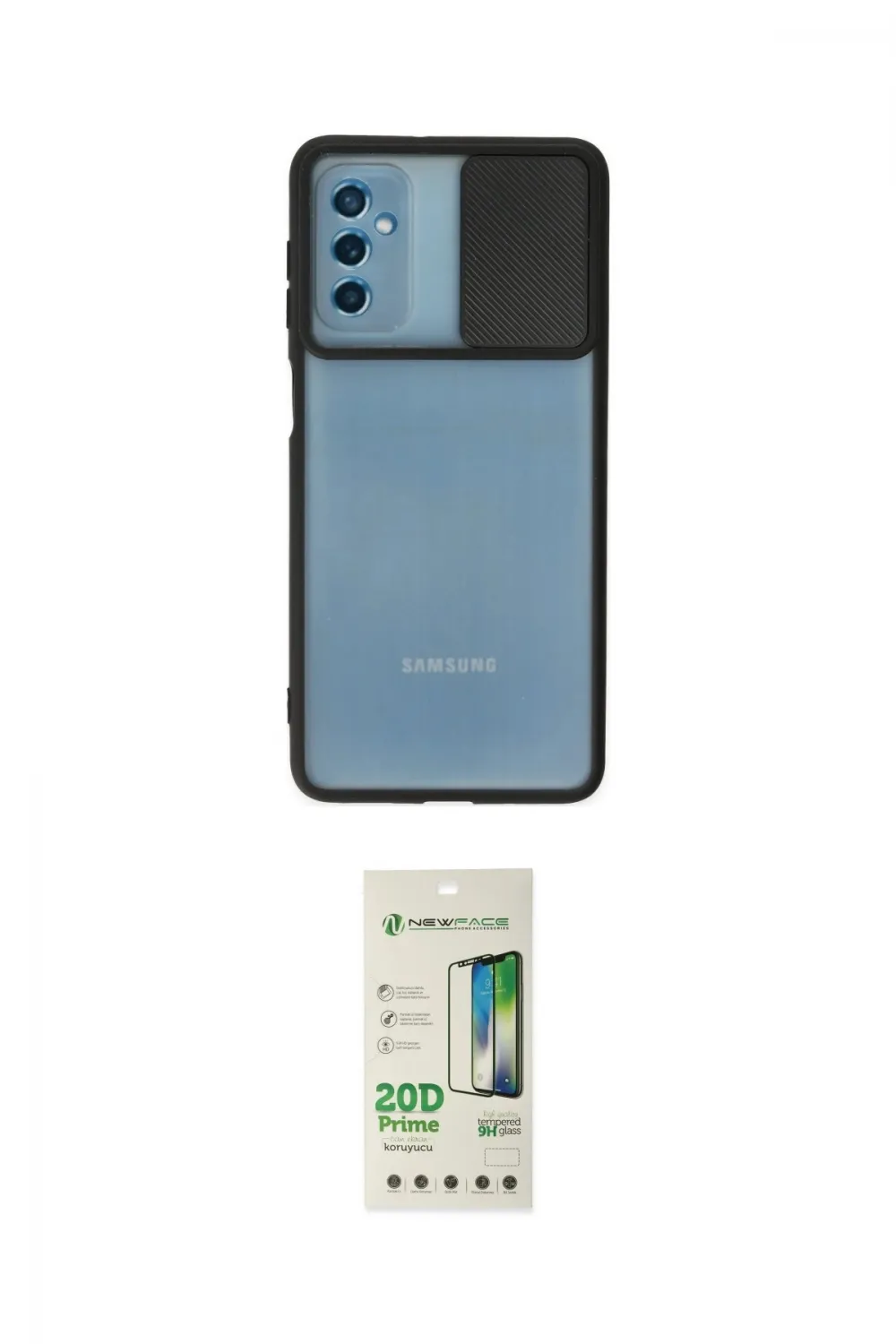 ieg™ Galaxy M52 5G Kılıf Vadi Çizgi - Siyah 20D Premium Cam Ekran Koruyucu