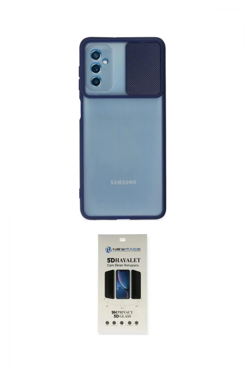 ieg™ Galaxy M52 5G Kılıf Vadi Çizgi - Siyah 5D Hayalet Cam Ekran Koruyucu