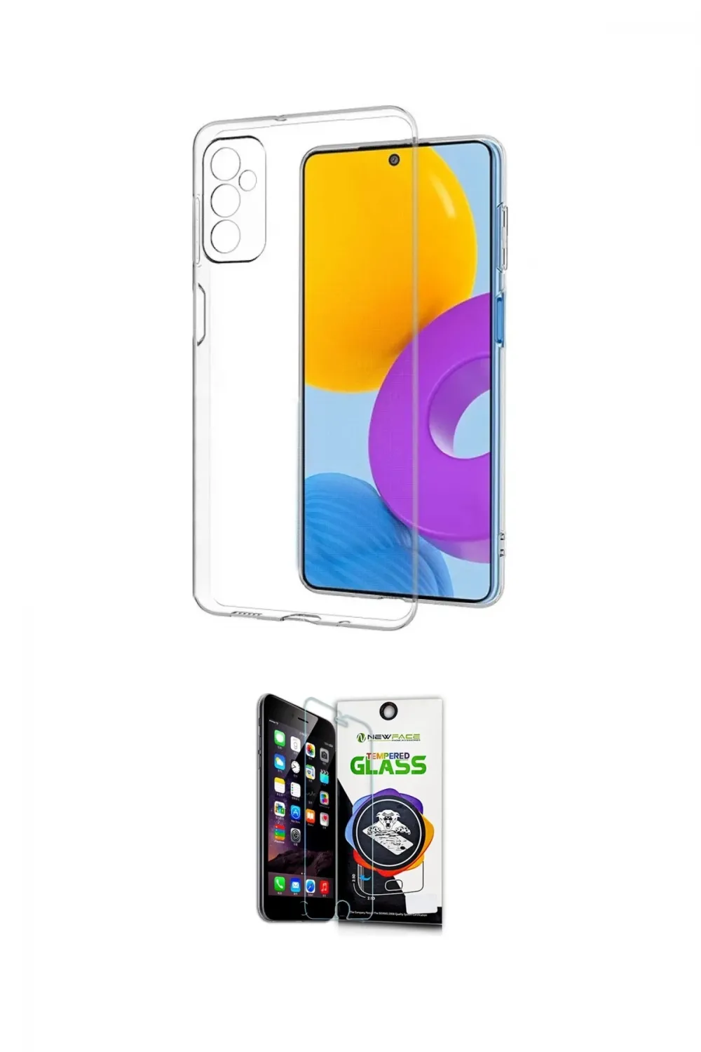 ieg™ Galaxy M52 5G Kılıf Zirve Doku - Şeffaf Temperli Cam Ekran Koruyucu