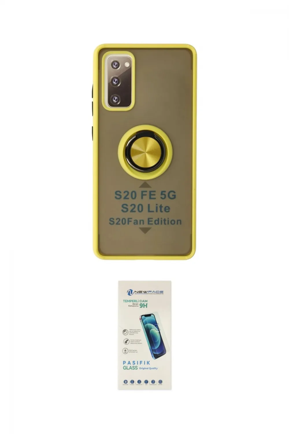 ieg™ Galaxy S20 FE Kılıf Yörünge Çizgi - Şeffaf Pasifik Cam Ekran Koruyucu