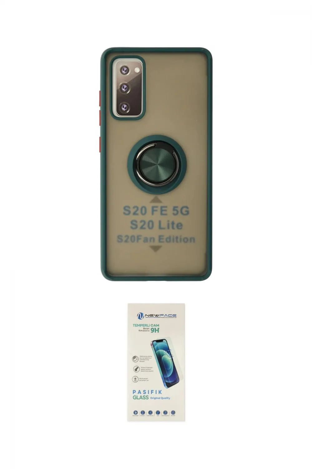 ieg™ Galaxy S20 FE Kılıf Yörünge Çizgi - Şeffaf Pasifik Cam Ekran Koruyucu
