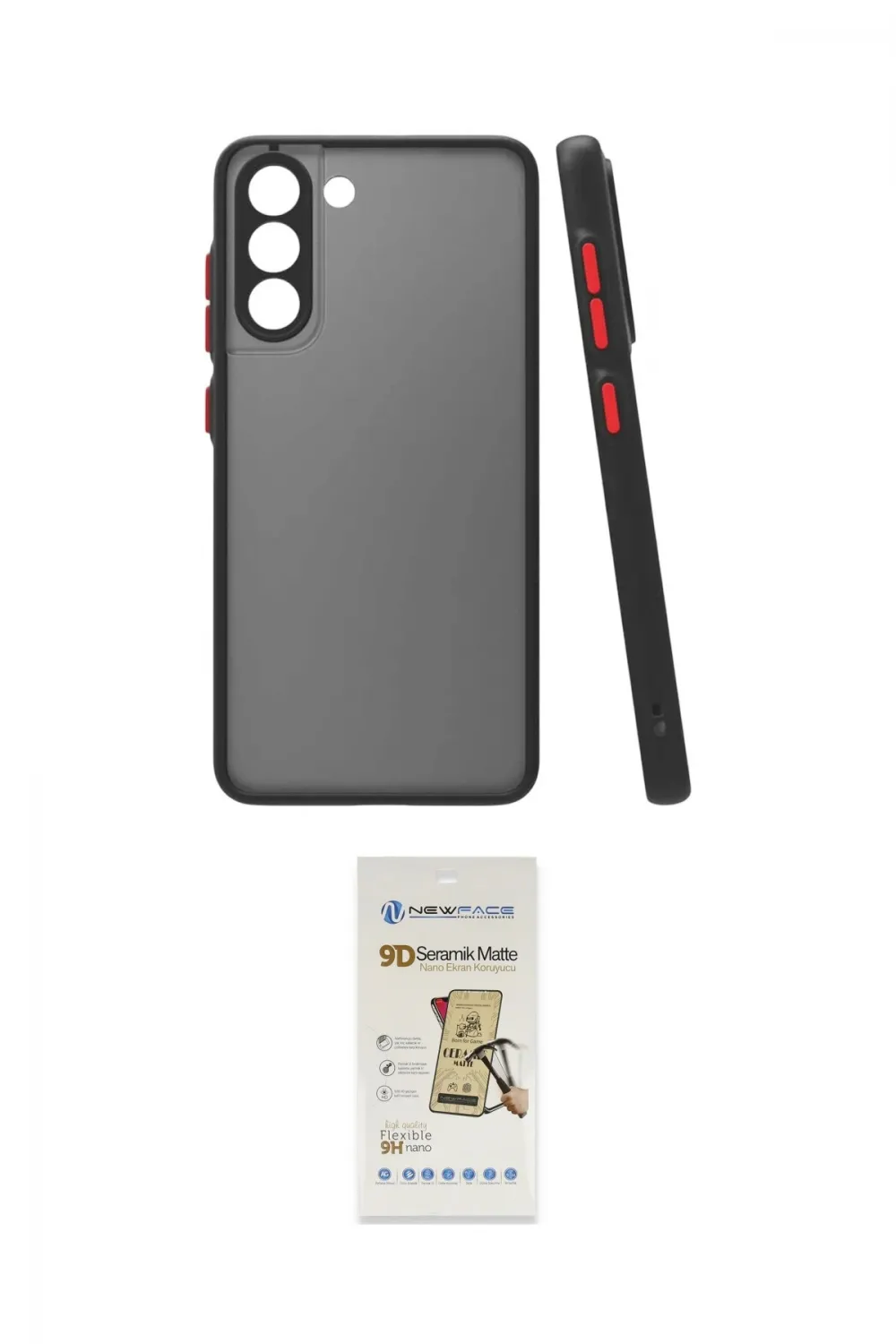 ieg™ Galaxy S21 FE Kılıf Ahenk Çizgi Serisi - Siyah Mat Seramik Nano Ekran Koruyucu