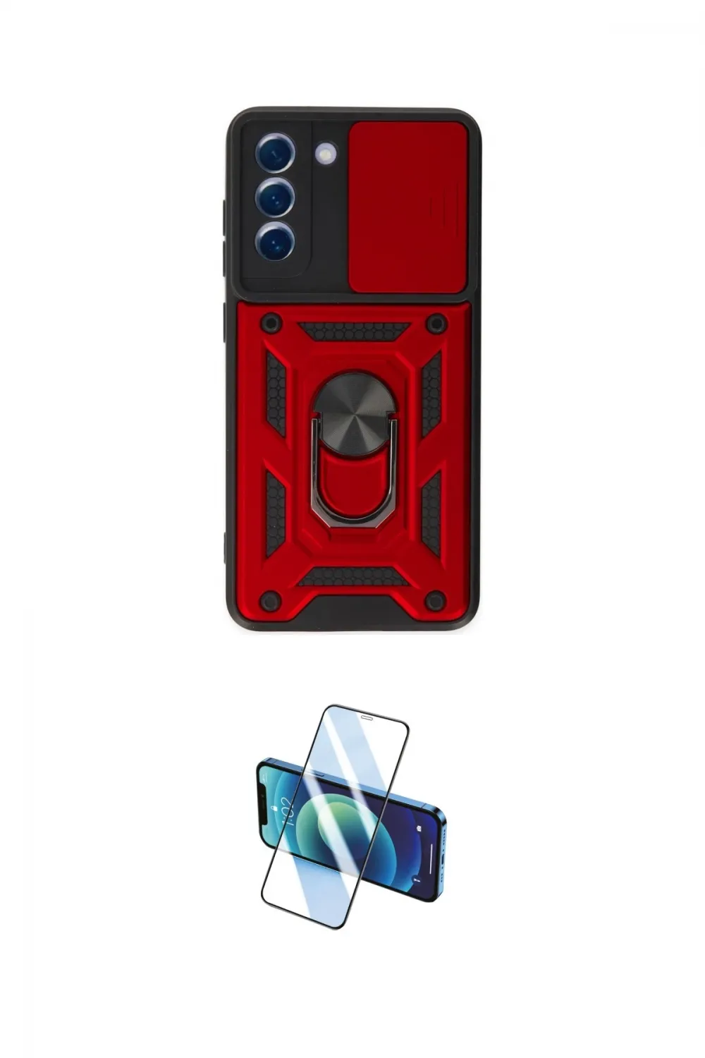 ieg™ Galaxy S21 FE Kılıf Ahenk Klasik - Siyah 3D Antistatik Cam Ekran Koruyucu