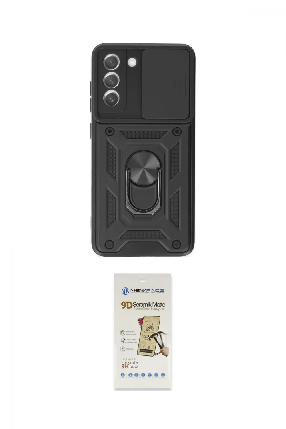 ieg™ Galaxy S21 FE Kılıf Ahenk Klasik - Siyah Mat Seramik Nano Ekran Koruyucu