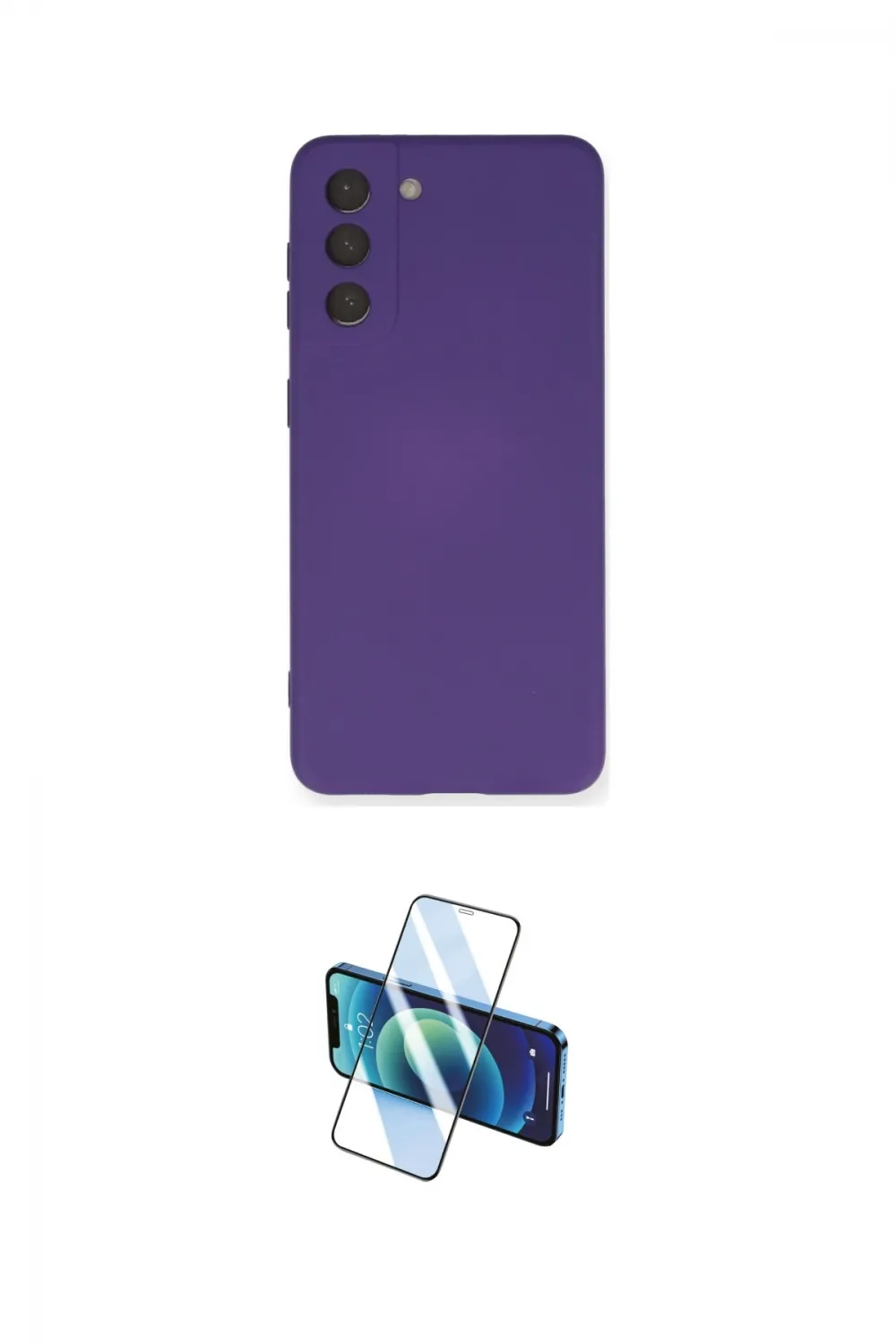 ieg™ Galaxy S21 FE Kılıf Ahenk Serisi - Siyah 3D Antistatik Cam Ekran Koruyucu