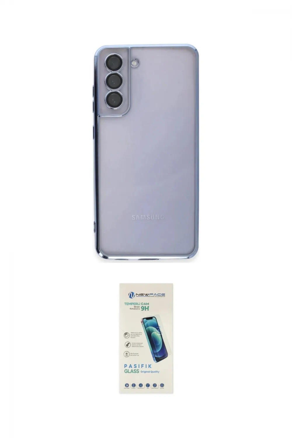 ieg™ Galaxy S21 FE Kılıf Vadi Minimal - Şeffaf Pasifik Cam Ekran Koruyucu