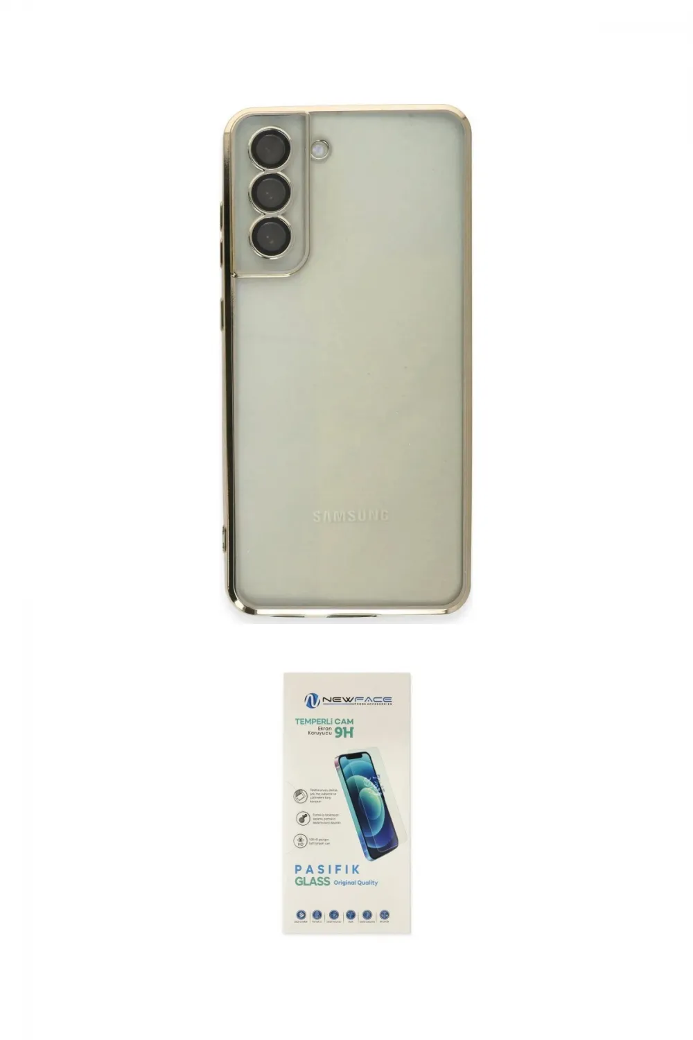 ieg™ Galaxy S21 FE Kılıf Vadi Minimal - Şeffaf Pasifik Cam Ekran Koruyucu