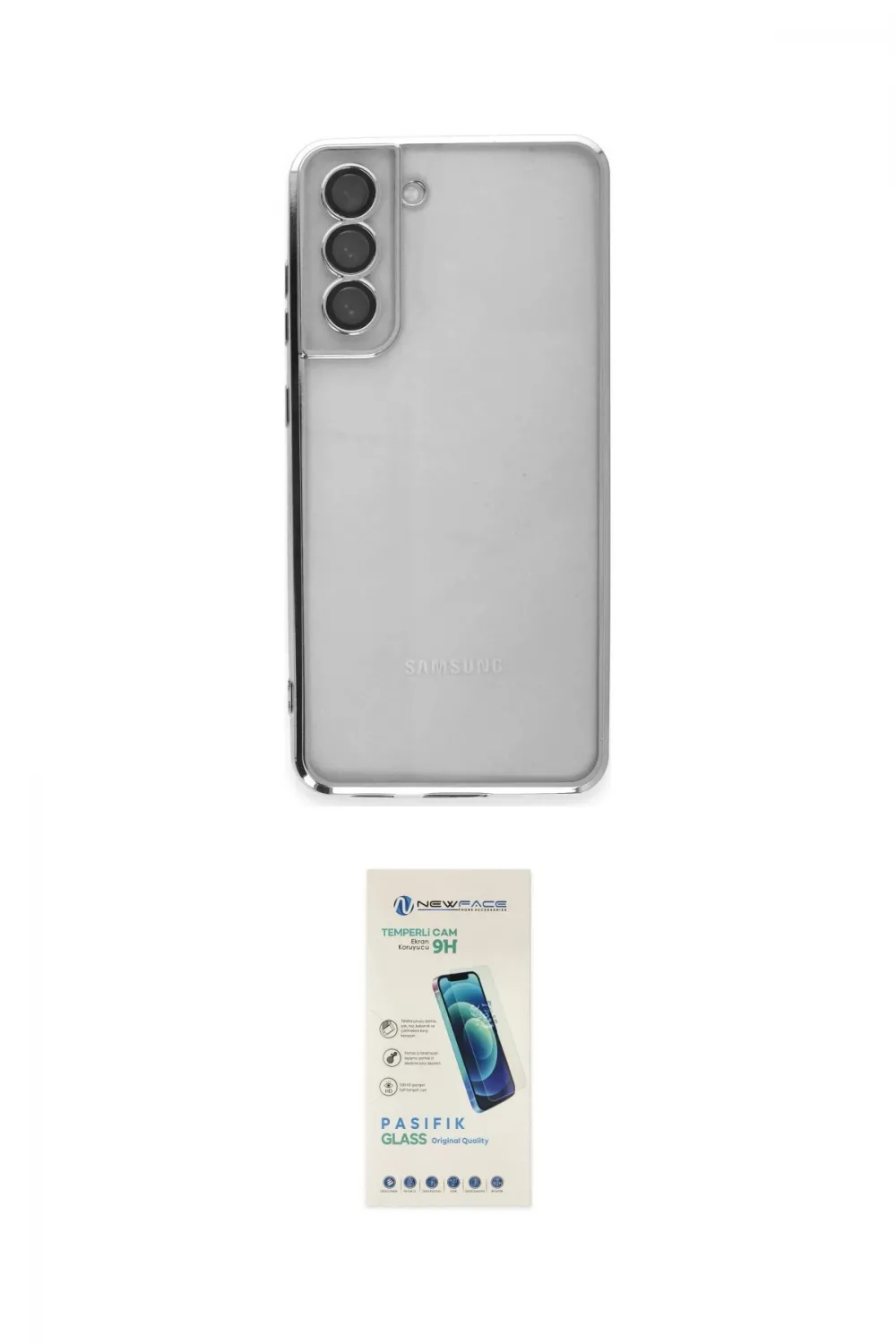 ieg™ Galaxy S21 FE Kılıf Vadi Minimal - Şeffaf Pasifik Cam Ekran Koruyucu