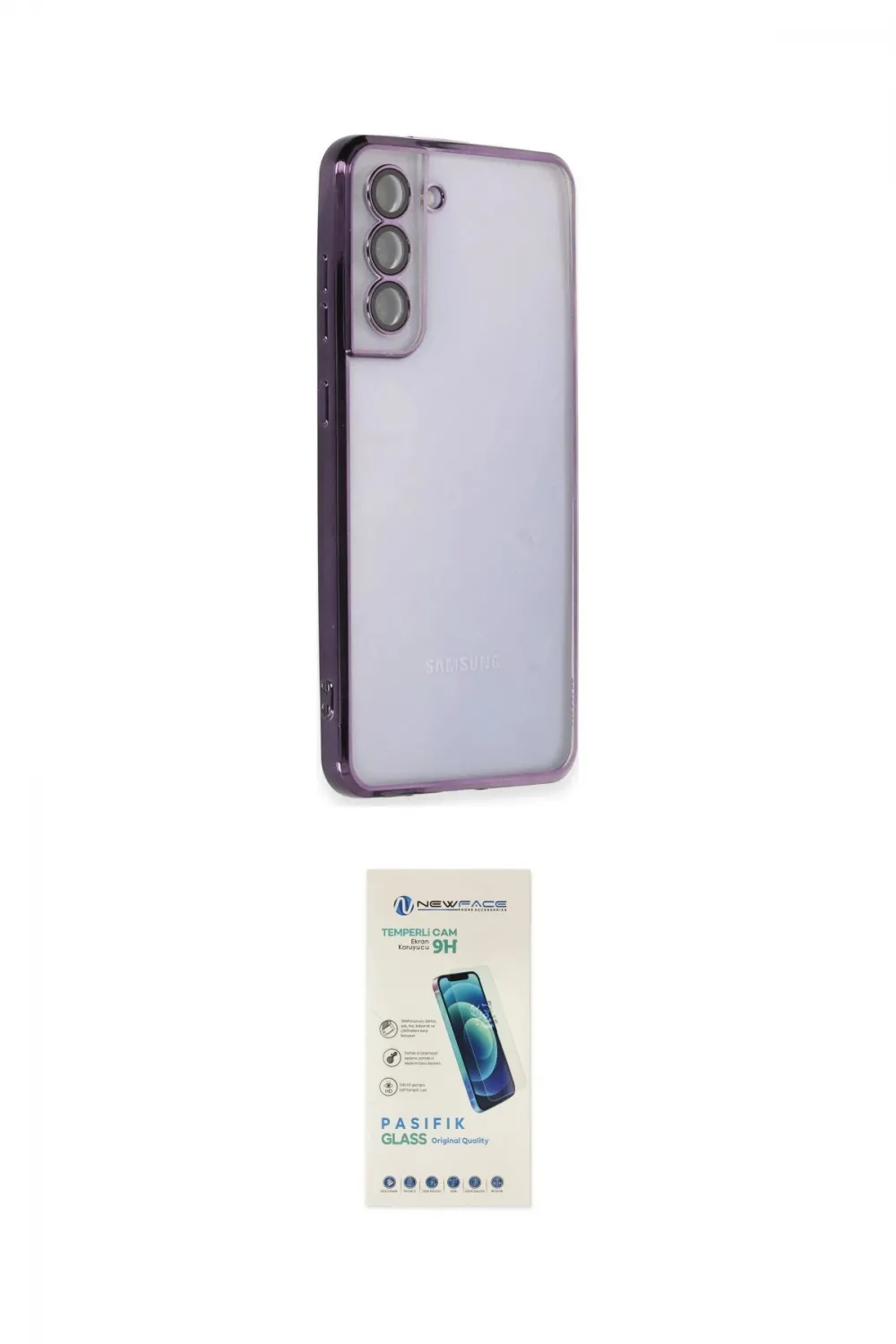 ieg™ Galaxy S21 FE Kılıf Vadi Minimal - Şeffaf Pasifik Cam Ekran Koruyucu
